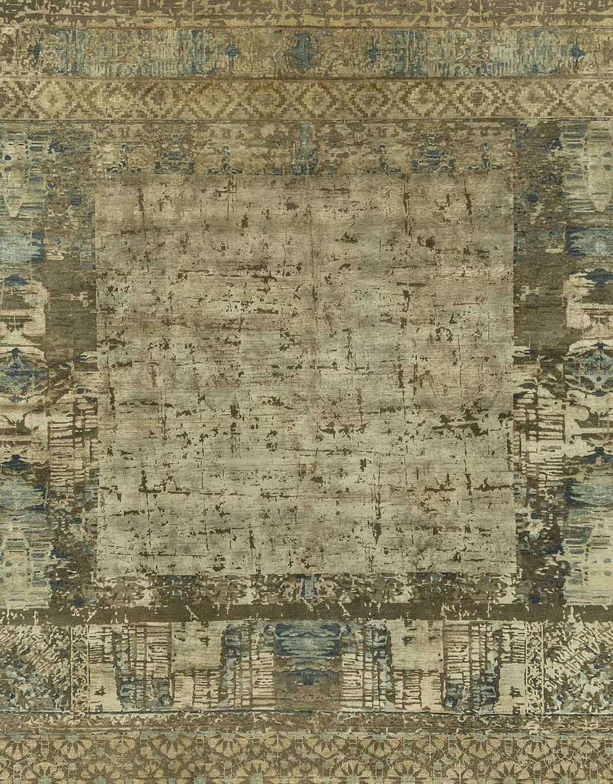 Windswept Handknotted Wool and Silk Rug By Tarun Tahiliani