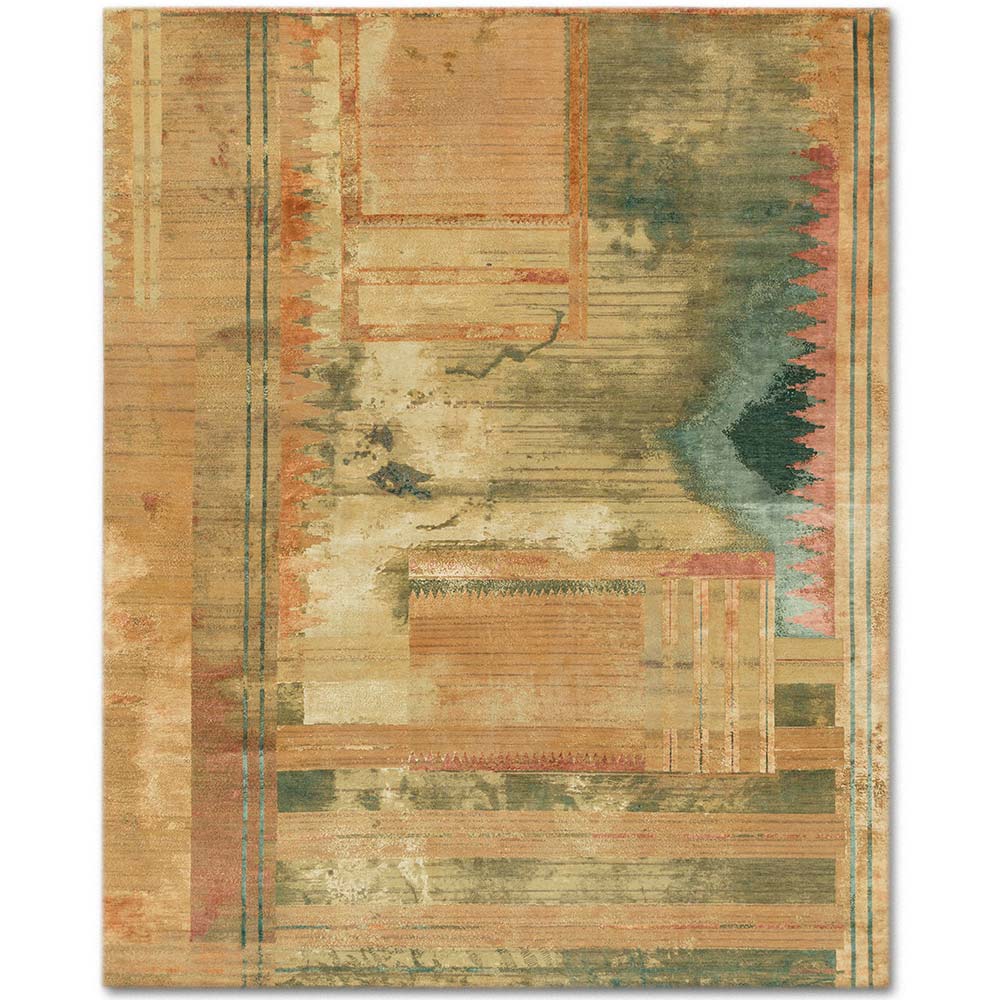 Chettinad Handknotted Wool and Silk Rug By Abraham & Thakore