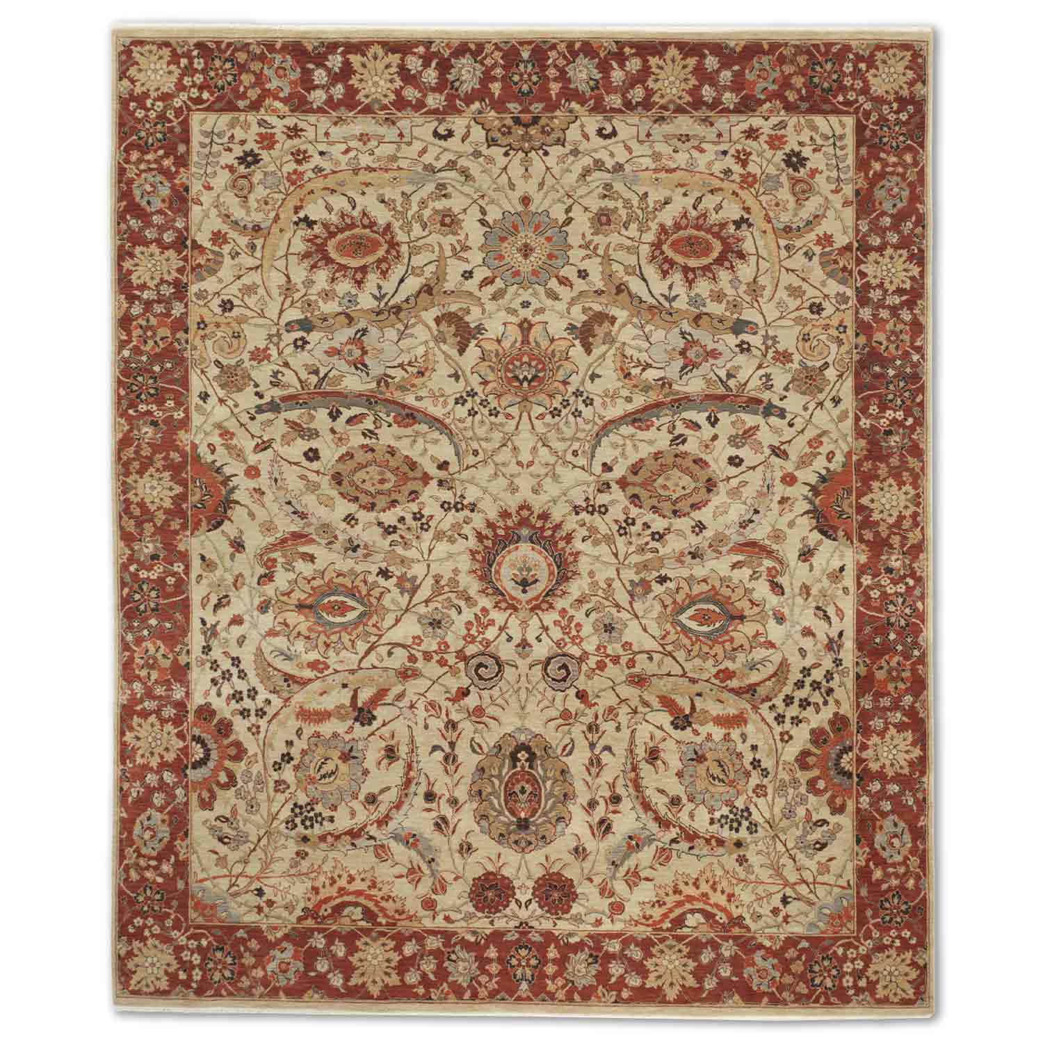 Sickle Leaf Handknotted Wool Rug