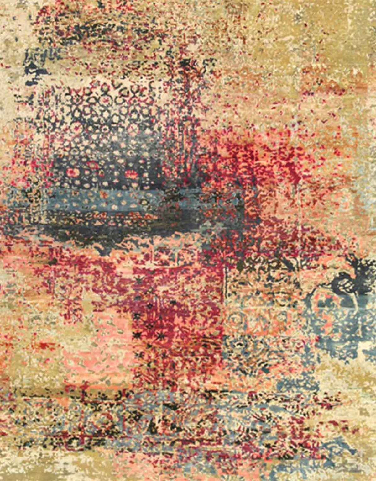 Chromen Handknotted Silk and Wool Rug