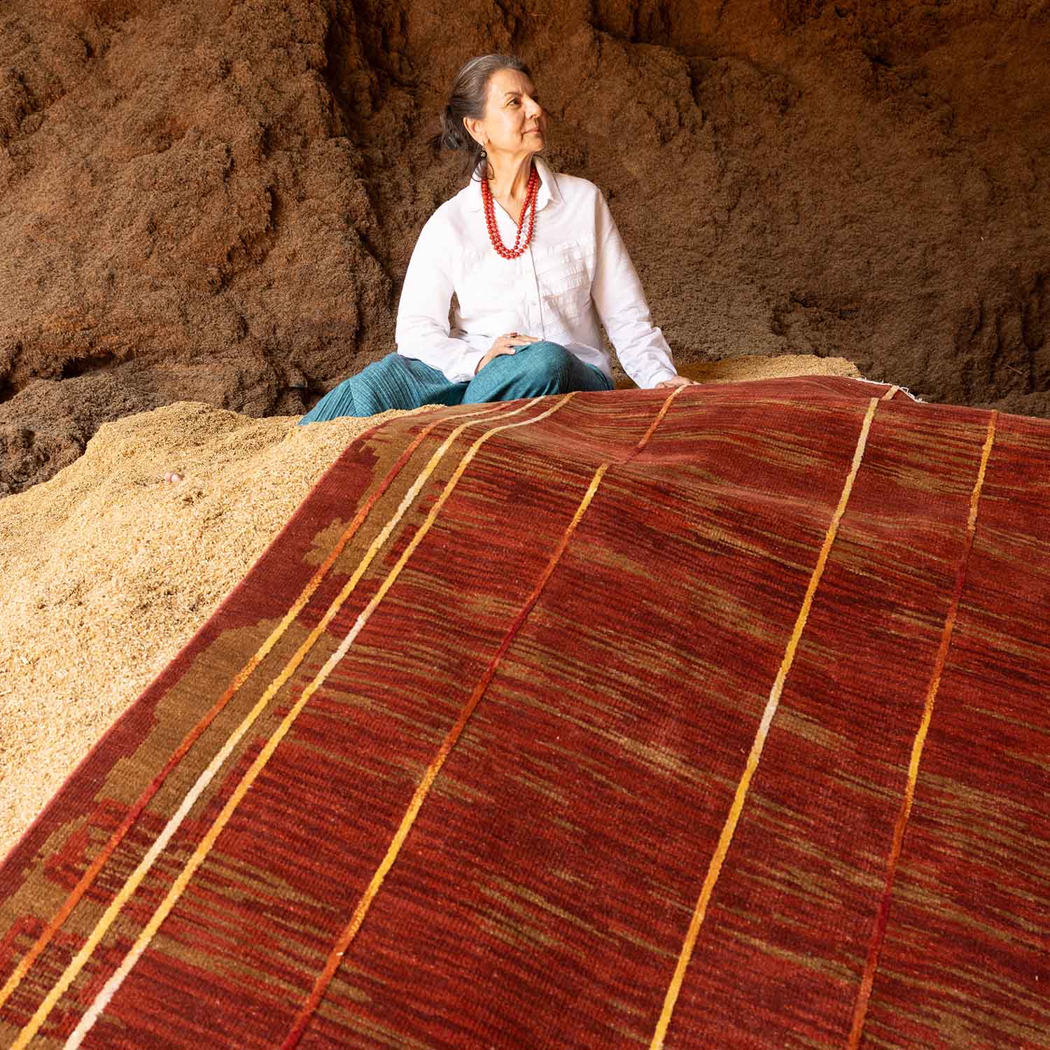 Maya Hand Knotted Woollen And Silk Rug By Angeli Sowani