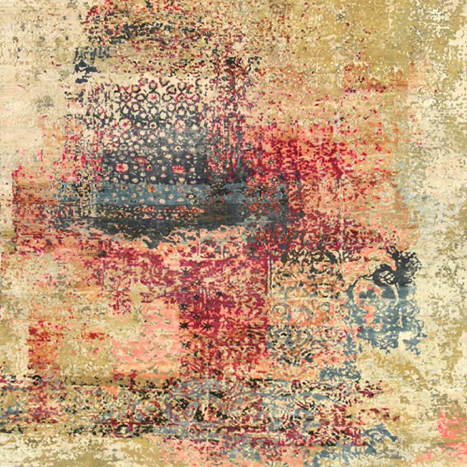 Chromen Handknotted Silk and Wool Rug