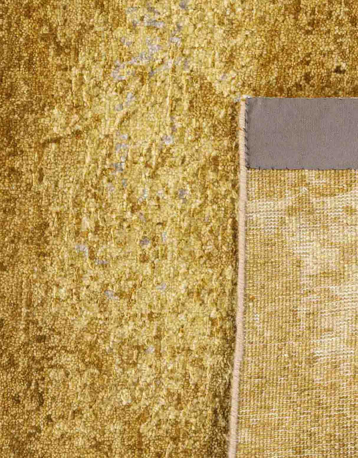 Gold Handknotted Wool and Silk Rug