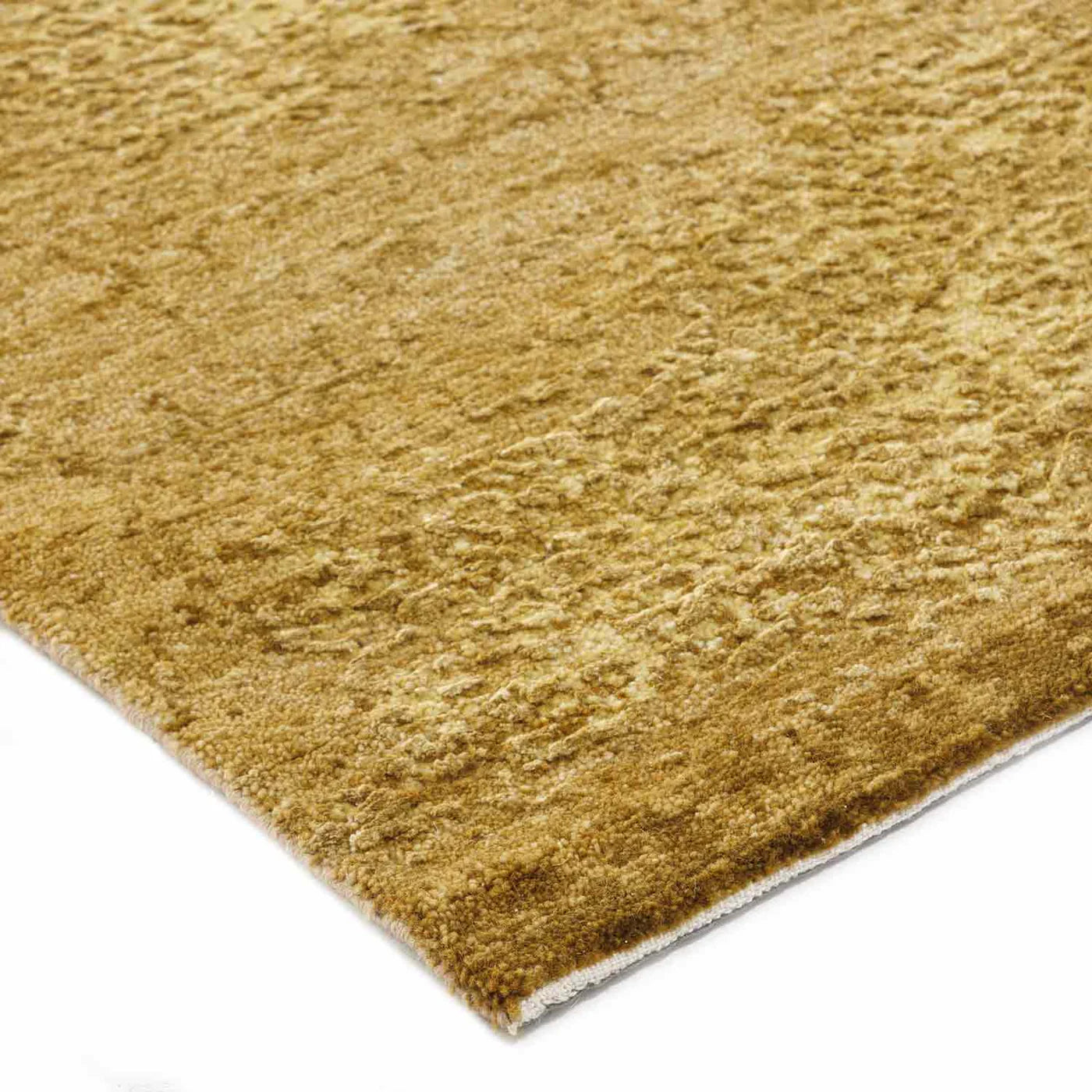 Gold Handknotted Wool and Silk Rug