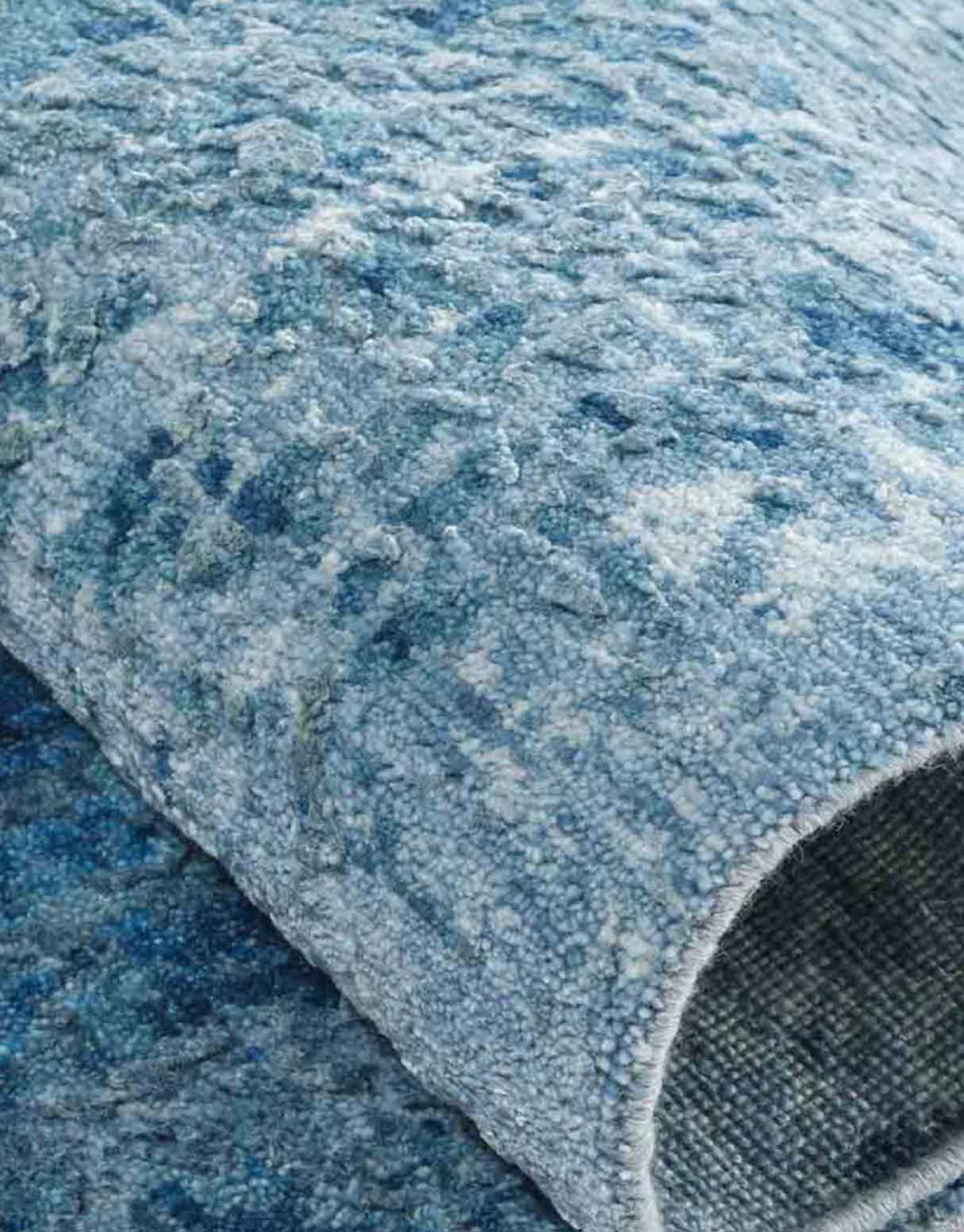 Azure Handknotted Wool and Silk Rug
