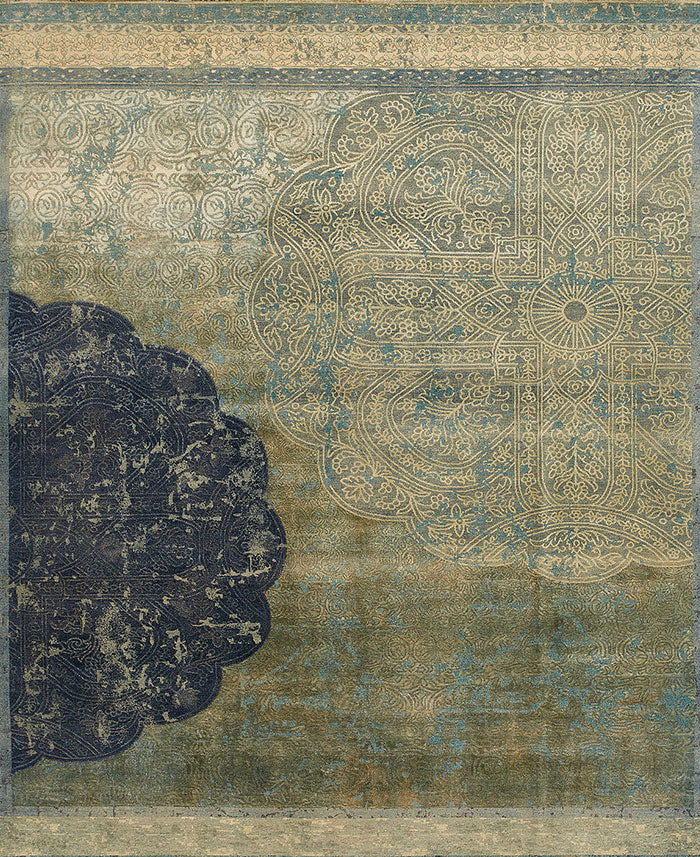 Qafia Hand Knotted Woollen and Silk Rug  By Tarun Tahiliani