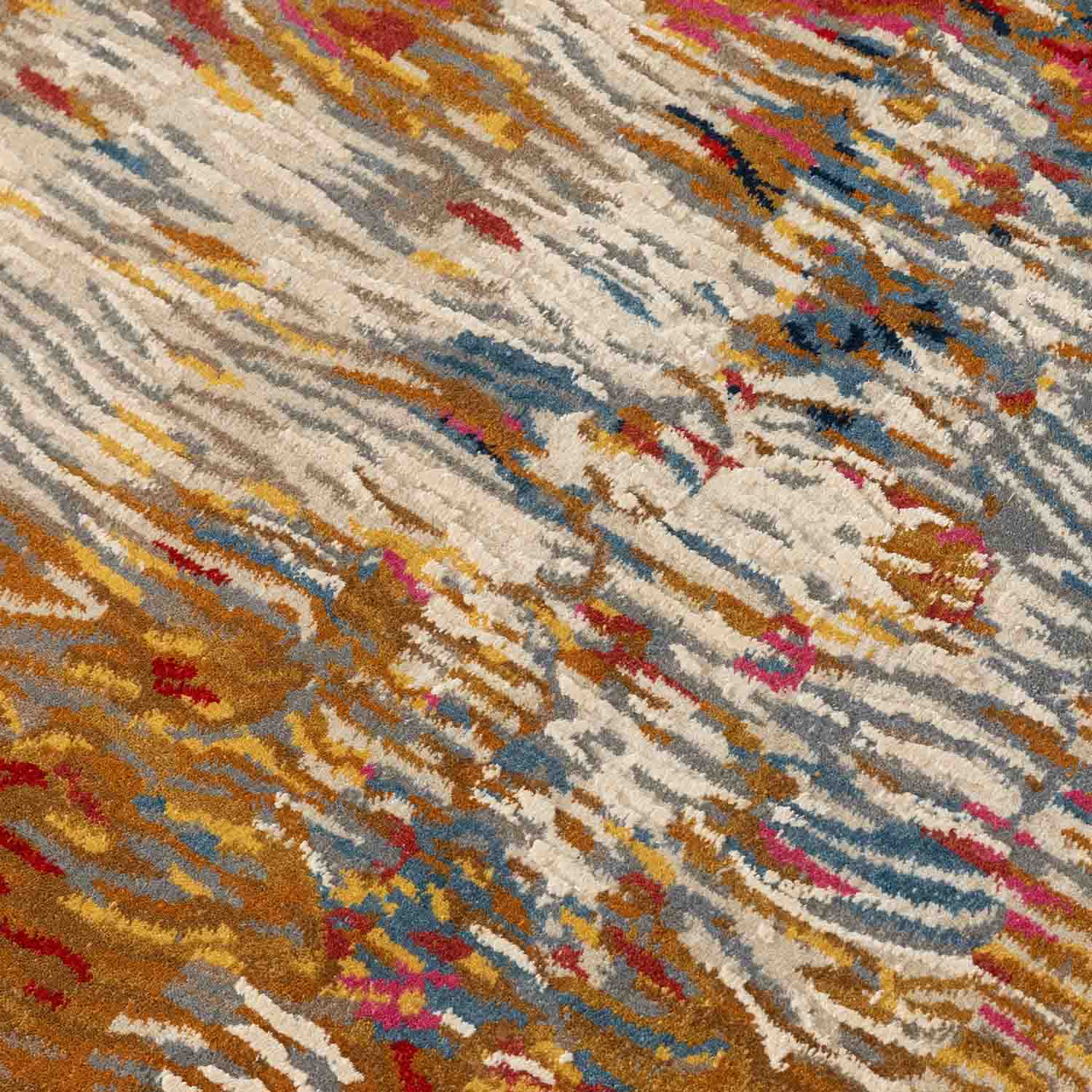 Alara hand knotted wool and silk rug by Angeli Sowani for Obeetee - detail view