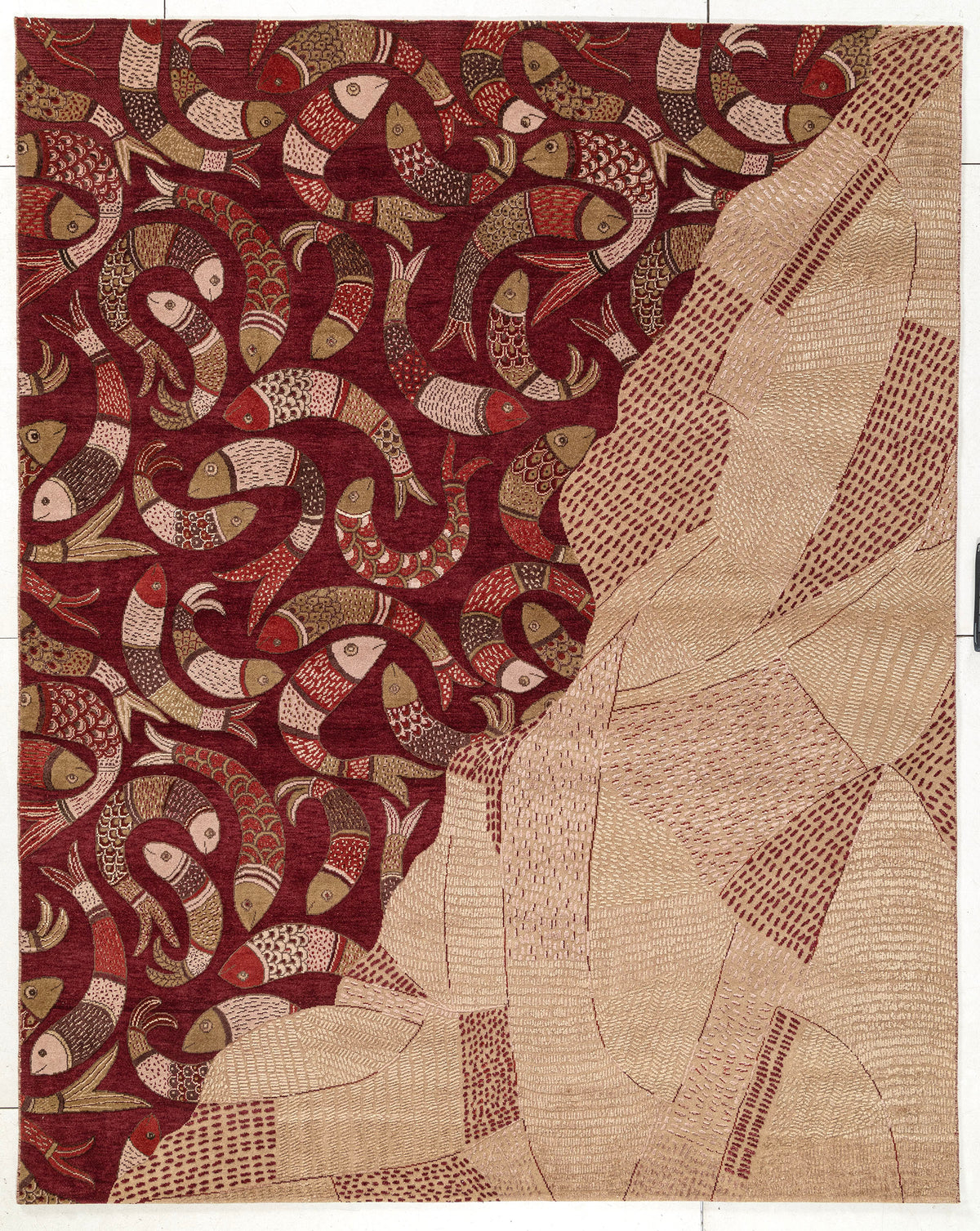 Matsya Tat Hand Knotted Woollen And Viscose Rug