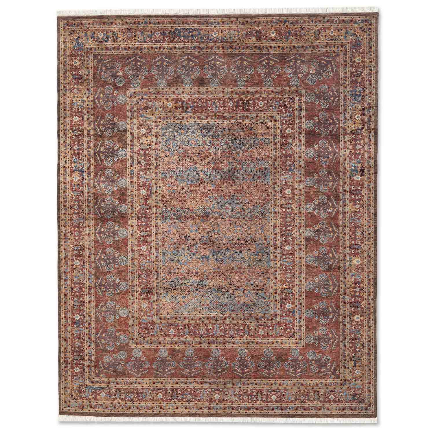 Muneem Handknotted Wool and Silk Rug By JJ Valaya