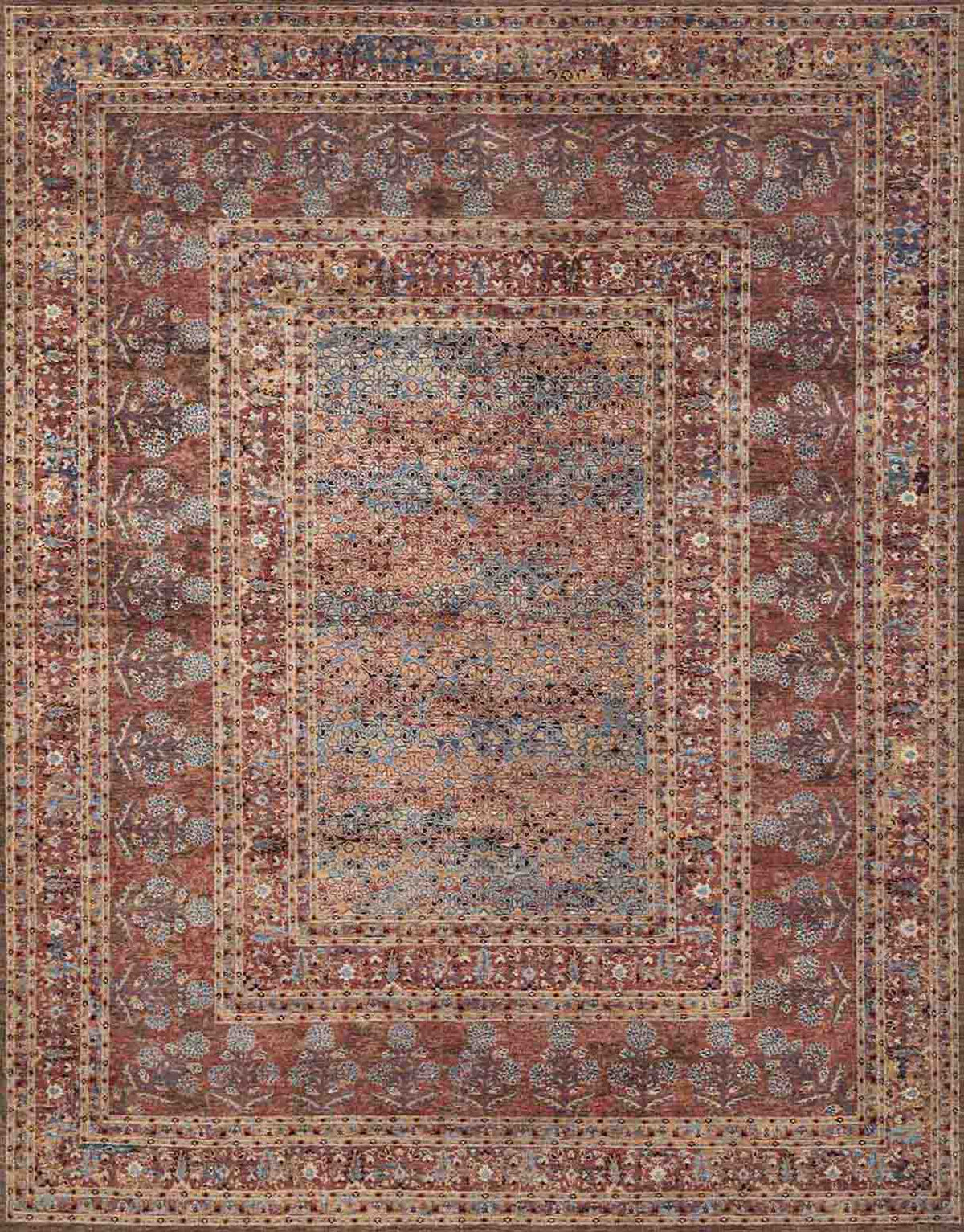 Muneem Handknotted Wool and Silk Rug By JJ Valaya