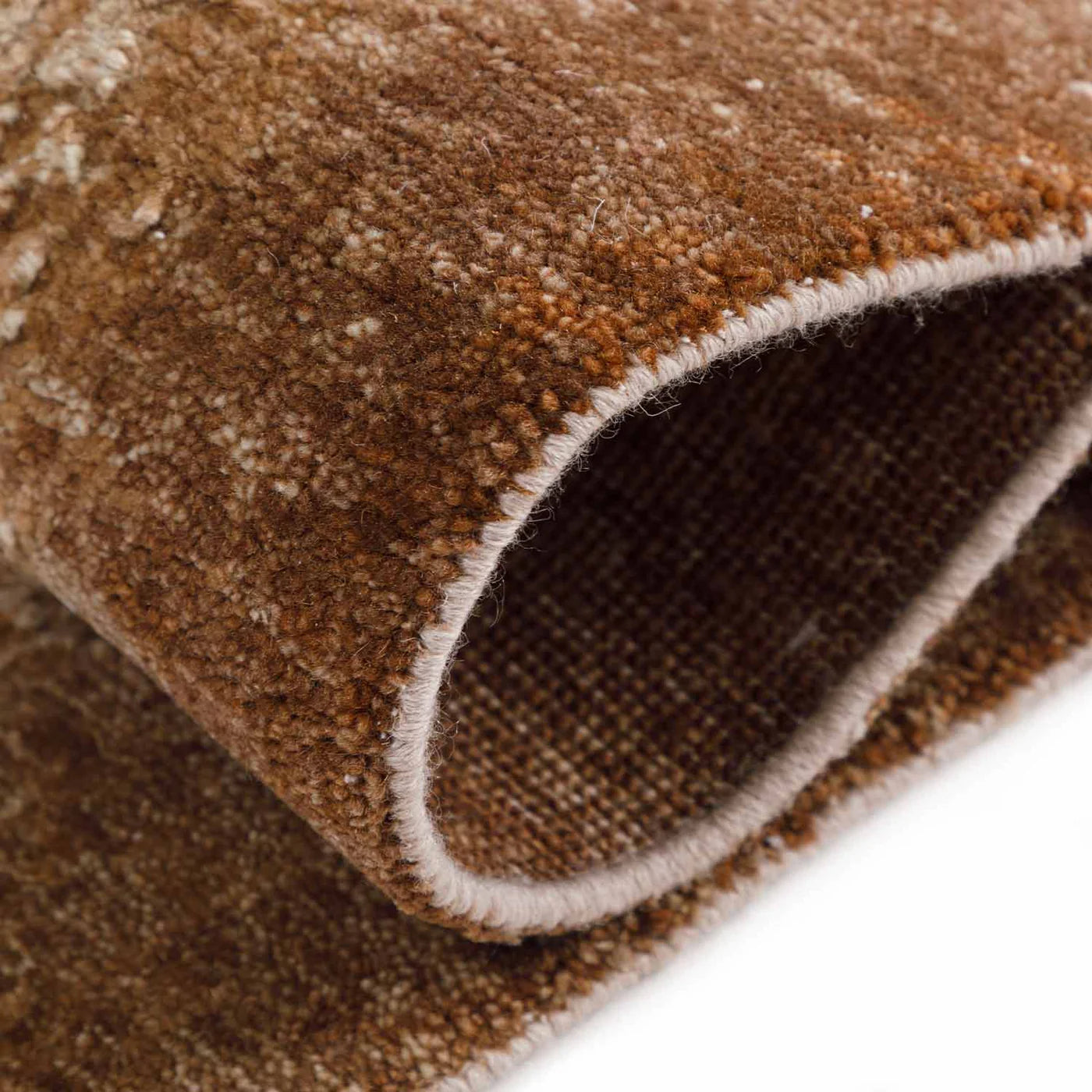 Cinnamon Handknotted Wool and Silk Rug