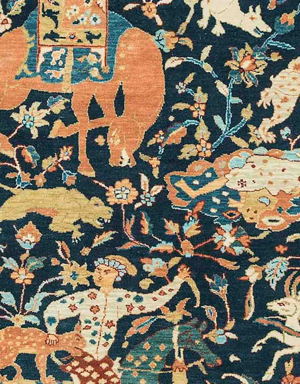Hunting Tabriz Handknotted Wool Rug