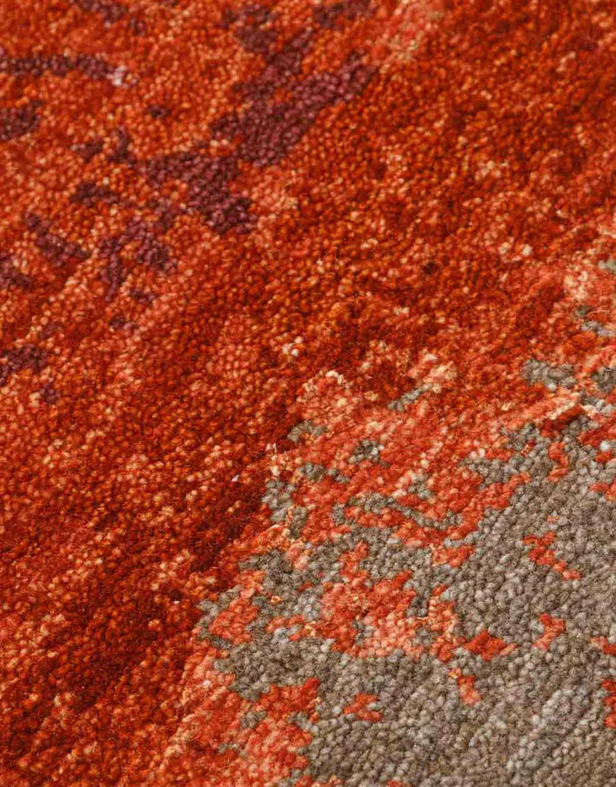 Scarlet Handknotted Wool And Silk Rug