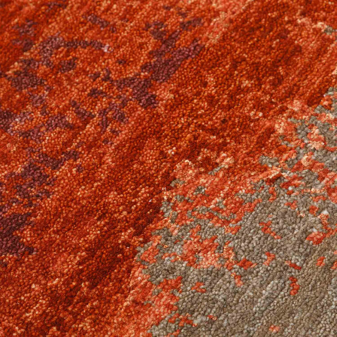 Scarlet Handknotted Wool And Silk Rug