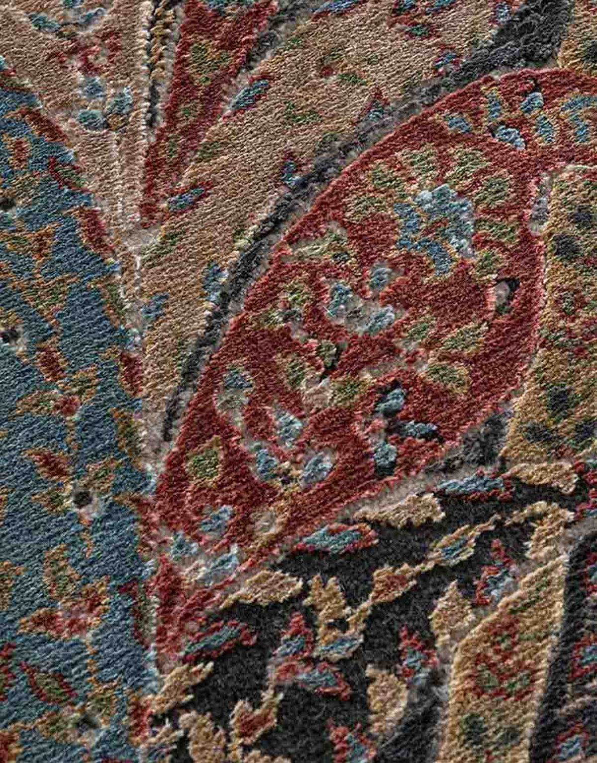 Tabeer Black Handknotted Silk and Wool Rug By JJ Valaya