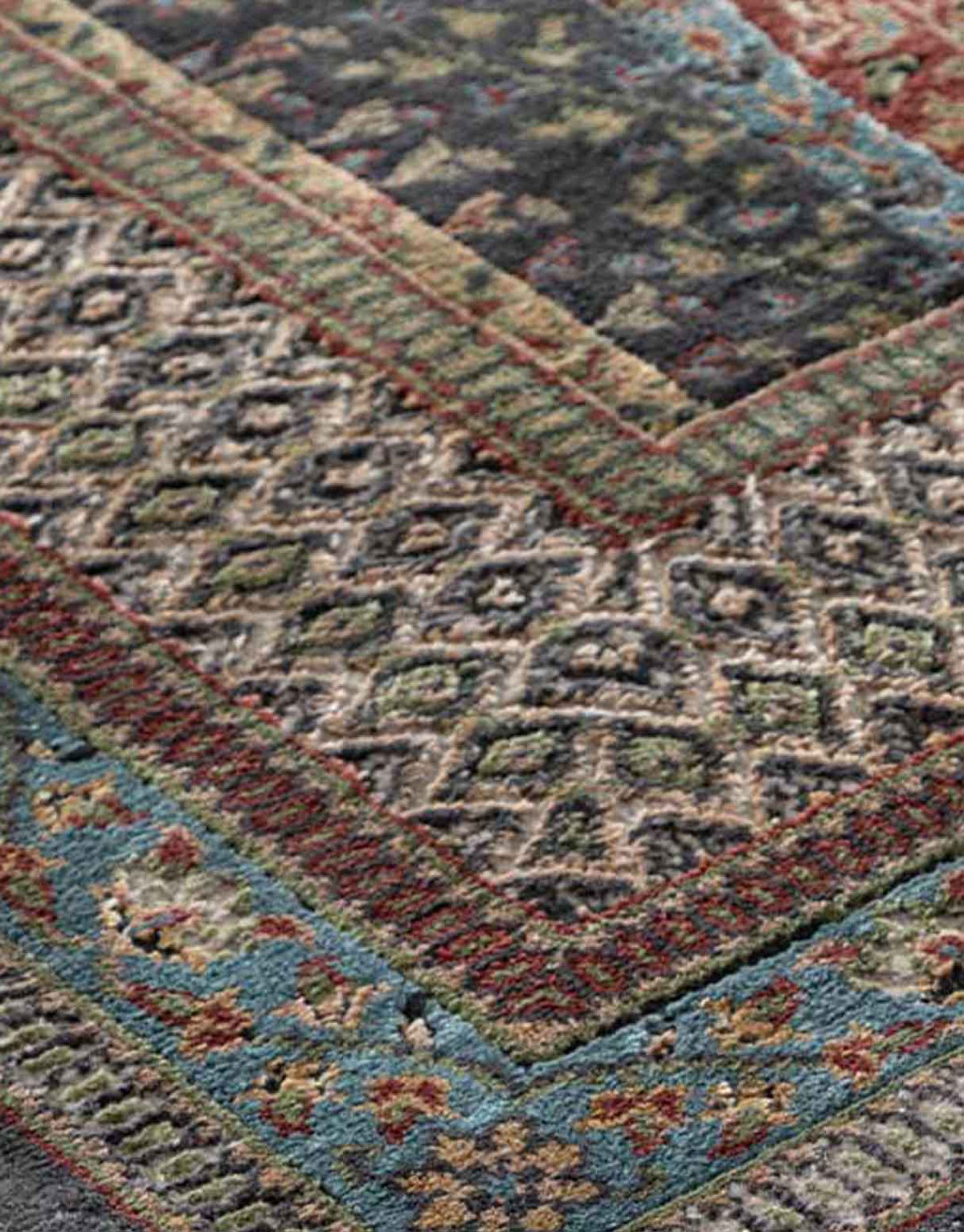 Tabeer Black Handknotted Silk and Wool Rug By JJ Valaya