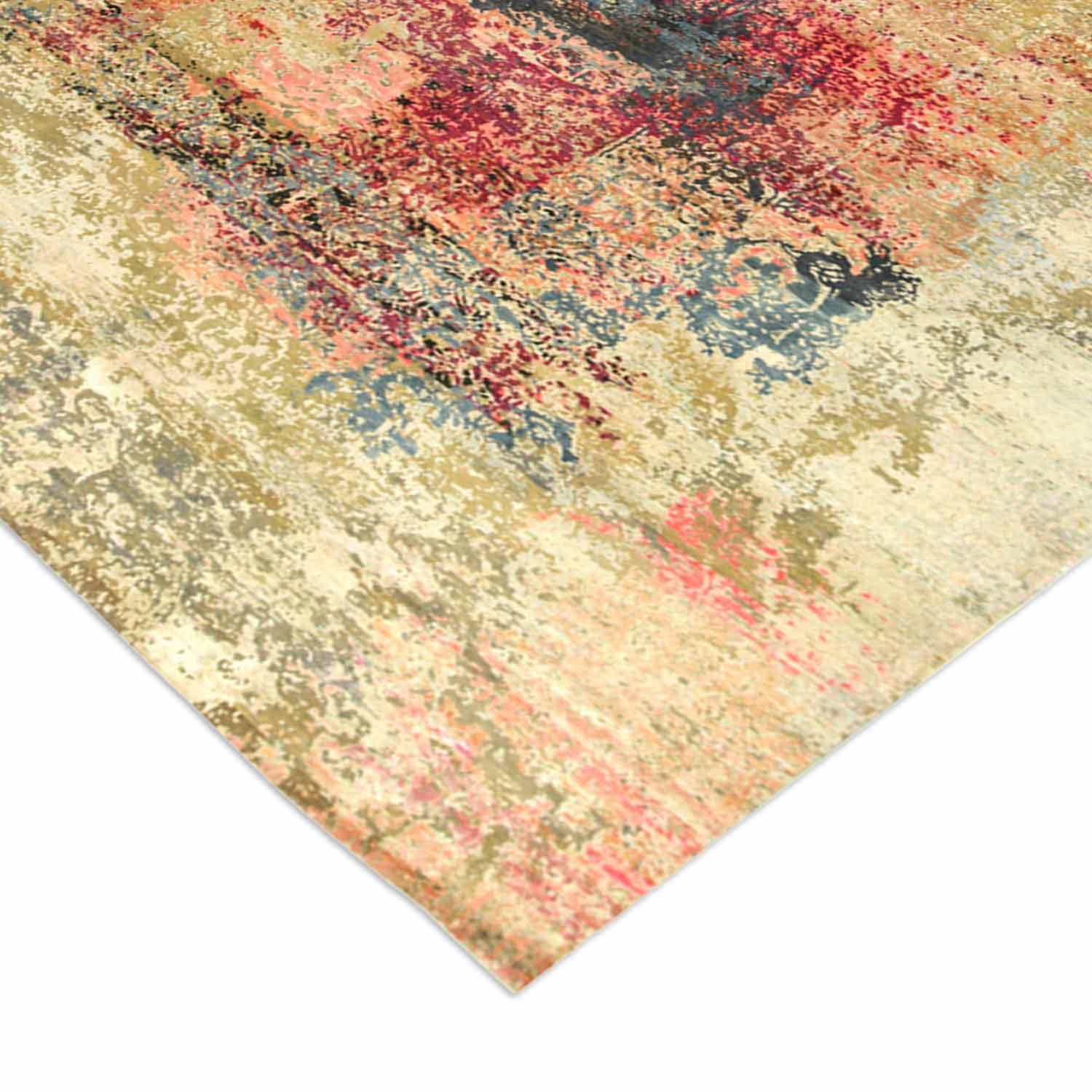 Chromen Handknotted Silk and Wool Rug