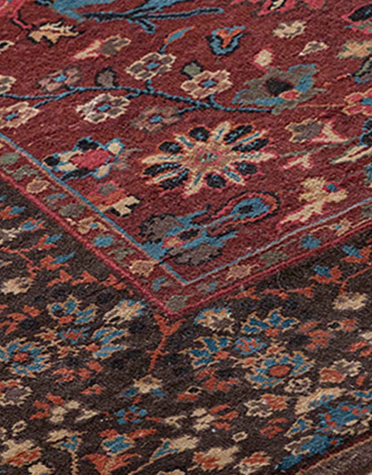 Vasyl Maroon Handknotted Silk and Wool Rug By JJ Valaya