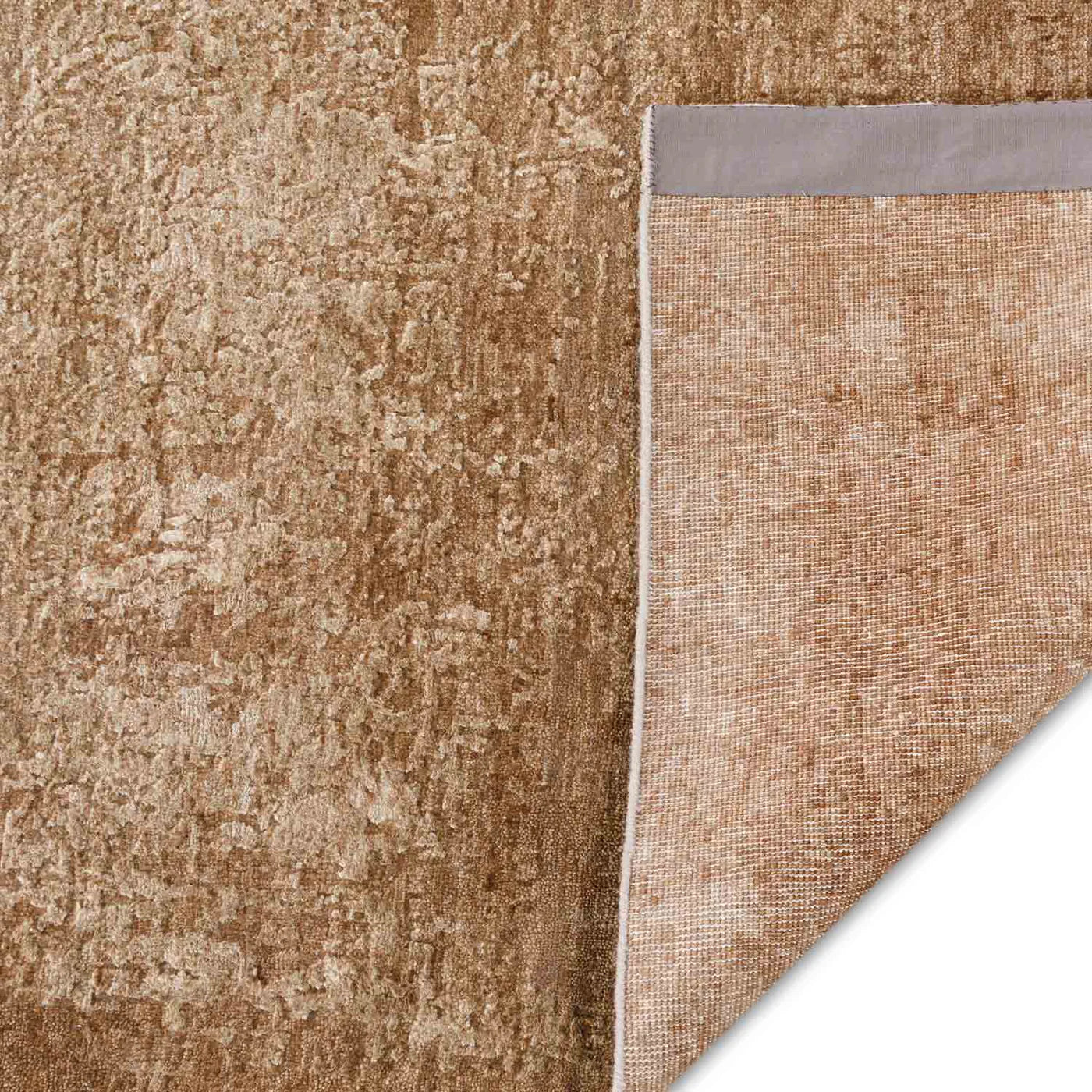 Cinnamon Handknotted Wool and Silk Rug