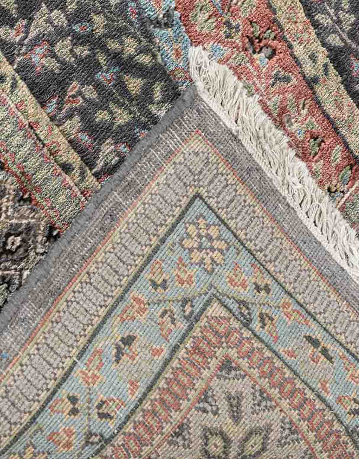 Tabeer Black Handknotted Silk and Wool Rug By JJ Valaya