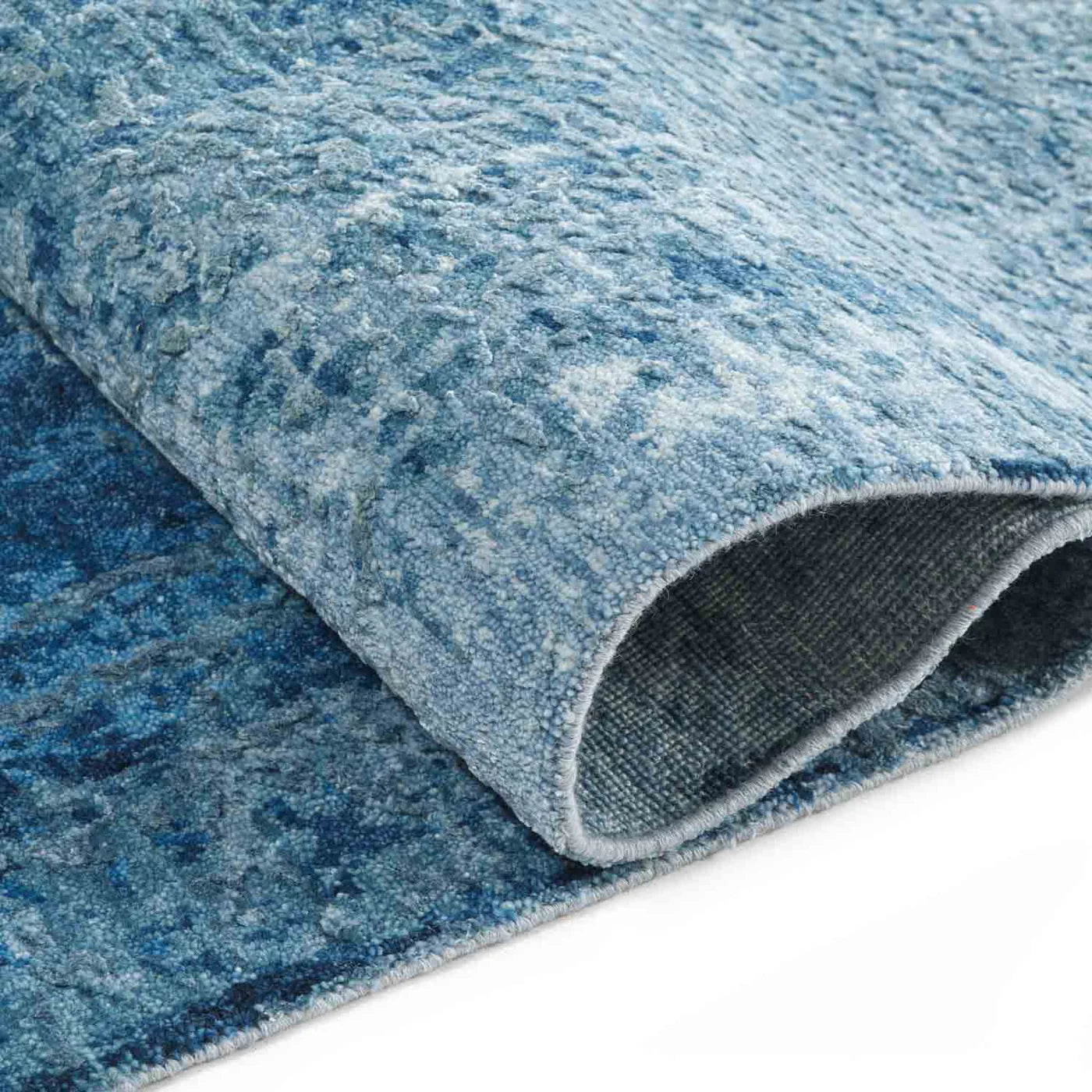 Azure Handknotted Wool and Silk Rug