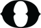A minimalist black graphic design featuring a stylized eye shape with a white vertical slit in the center, set against a solid white background.