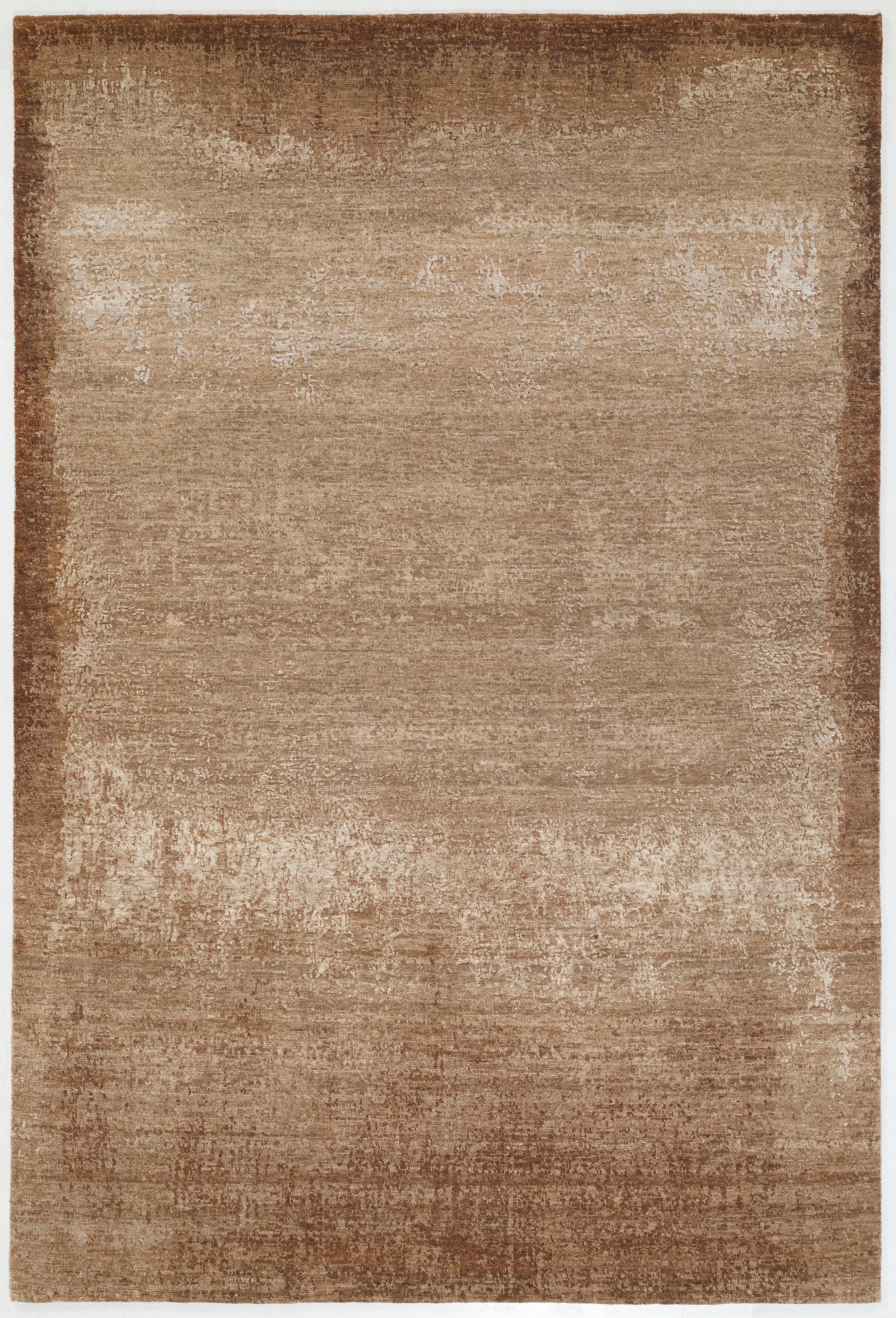 Cinnamon Handknotted Wool and Silk Rug