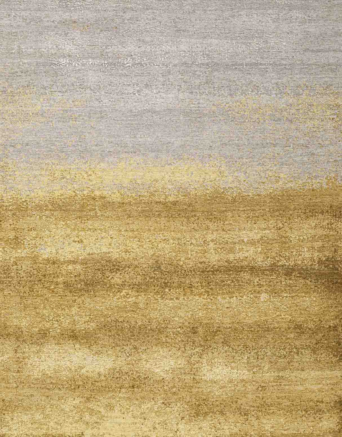 Gold Handknotted Wool and Silk Rug