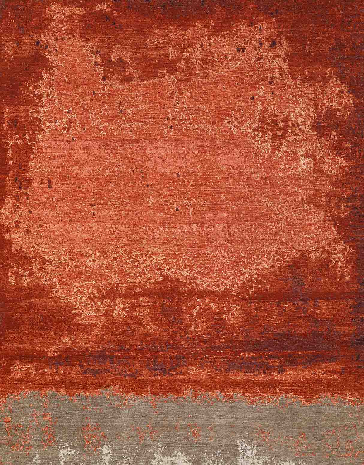 Scarlet Handknotted Wool And Silk Rug