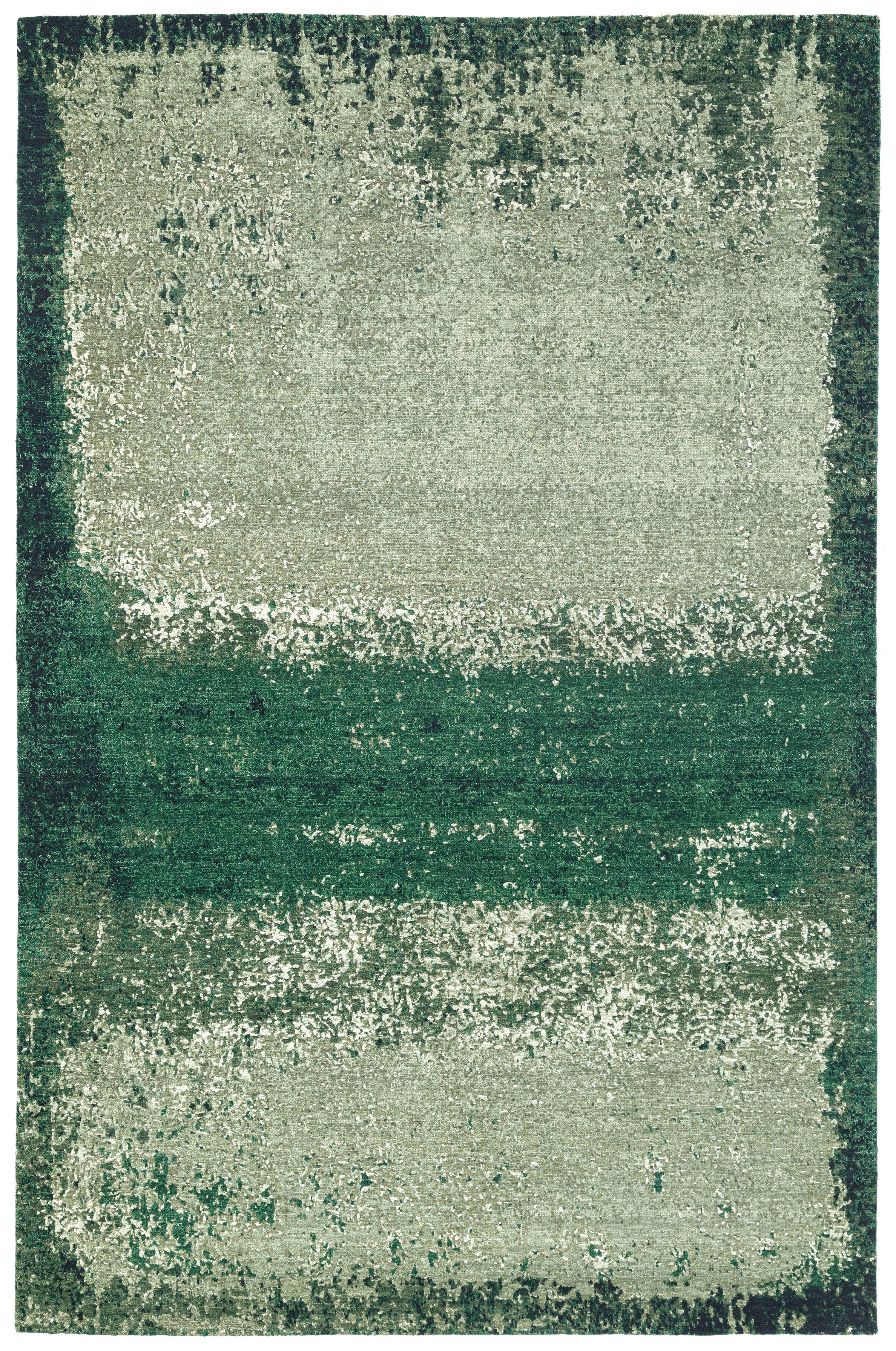 Jade Handknotted Wool and Silk Rug