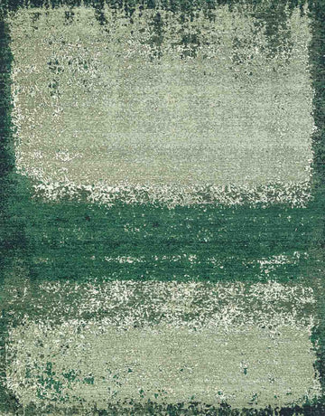 Jade Handknotted Wool and Silk Rug